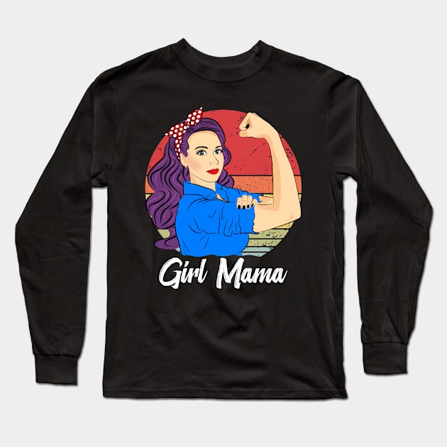 Girl Mama Vintage Mother’s Day Sunset Retro Long Sleeve T-Shirt by ZNOVANNA